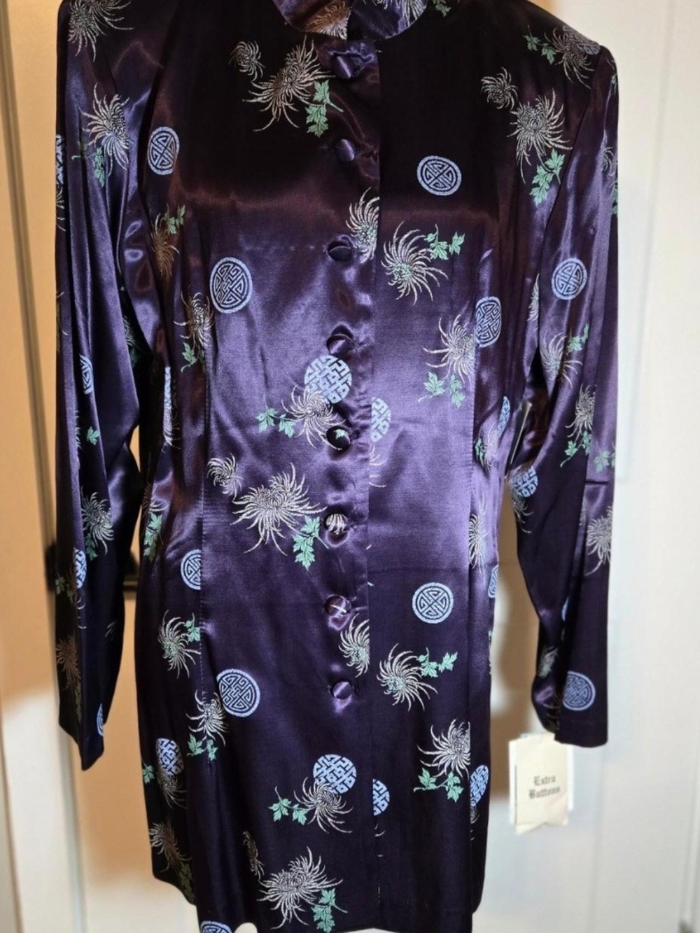 Stunning vintage 90s satin tunic jacket by R.J. & Co. Dark eggplant purple